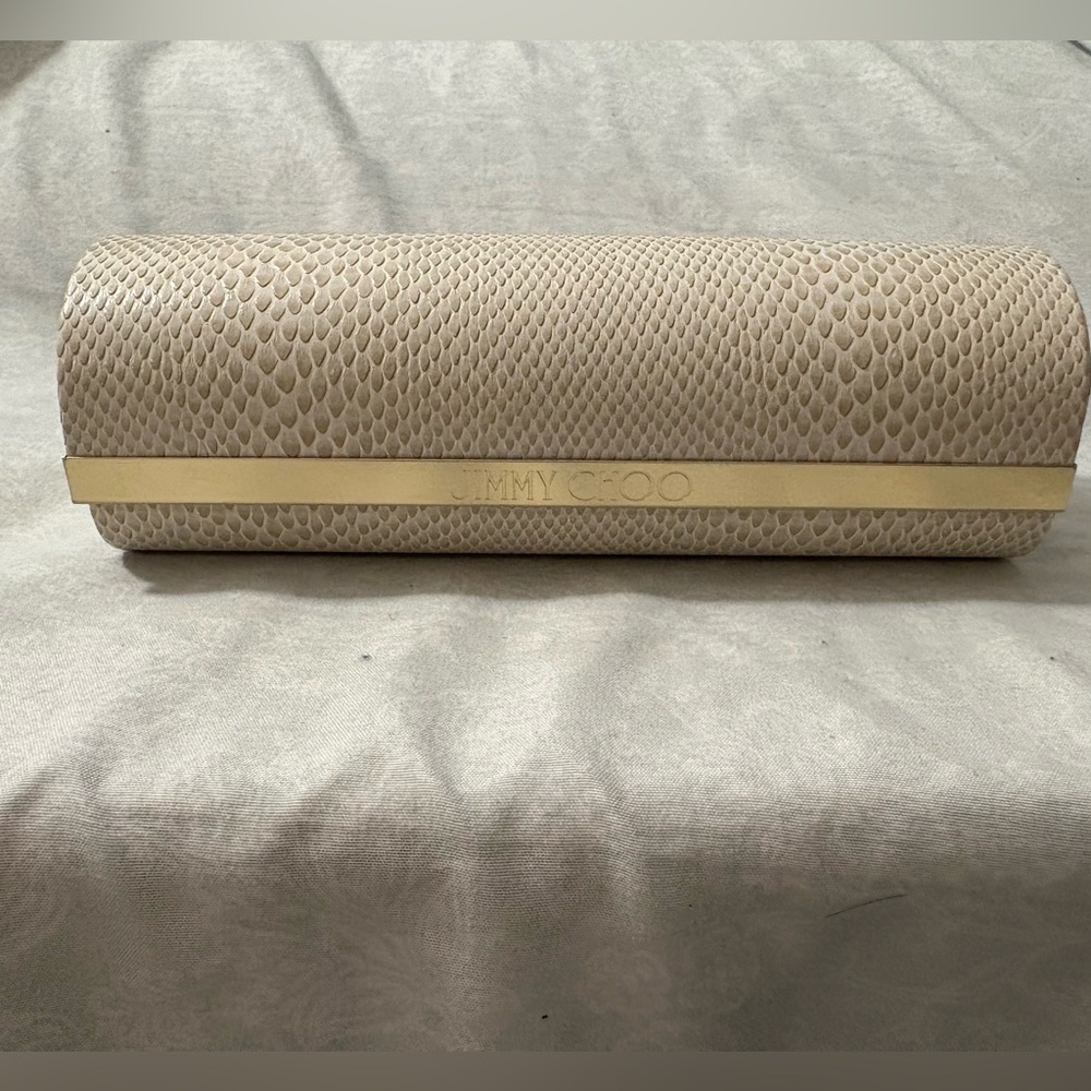 Jimmy Choo glasses/sunglasses case (light pink/creaming in color) - EC